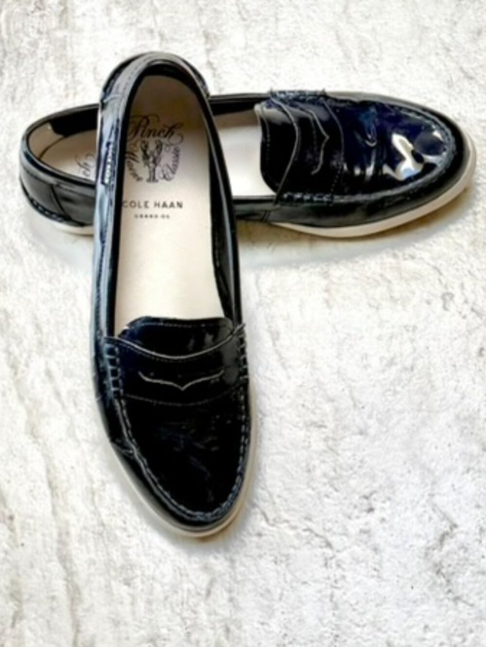 Cole Haan Navy Penny Loafers - Picture 2 of 5